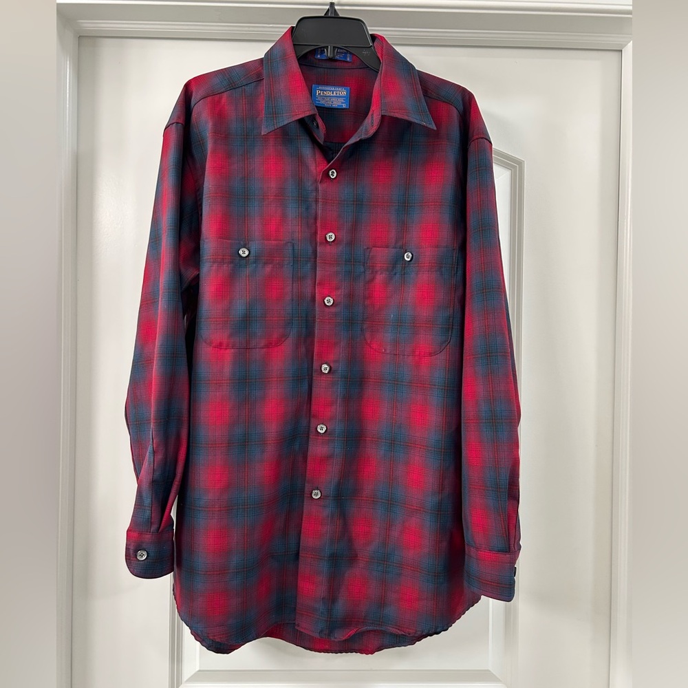 Sir Pendleton Tartan Plaid Shirt READ Mens LG Vintage 90’s? Virgin Wool